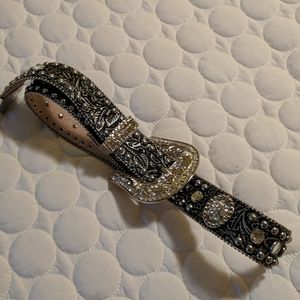 Beautiful Rhinestone embellished leather belt